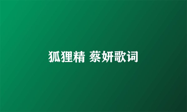 狐狸精 蔡妍歌词