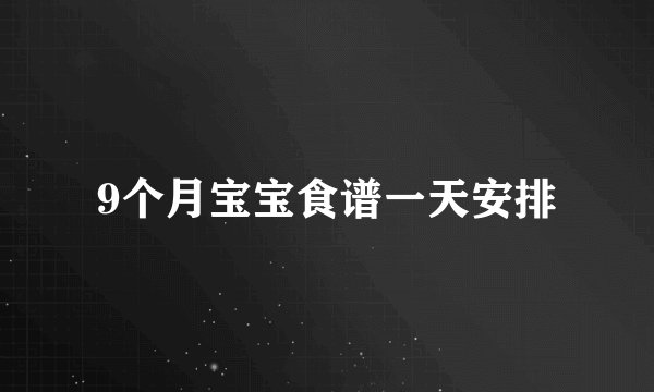 9个月宝宝食谱一天安排