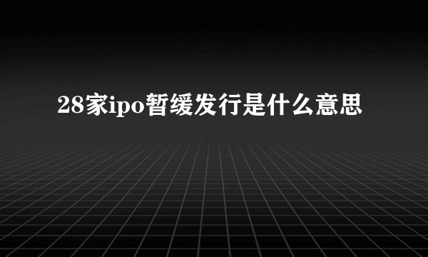 28家ipo暂缓发行是什么意思