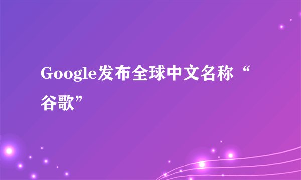 Google发布全球中文名称“谷歌”