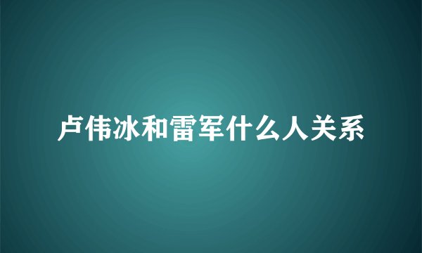 卢伟冰和雷军什么人关系