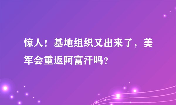 惊人！基地组织又出来了，美军会重返阿富汗吗？
