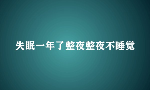 失眠一年了整夜整夜不睡觉