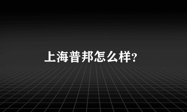 上海普邦怎么样？