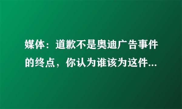 媒体：道歉不是奥迪广告事件的终点，你认为谁该为这件事承担责任？
