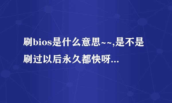 刷bios是什么意思~~,是不是刷过以后永久都快呀????