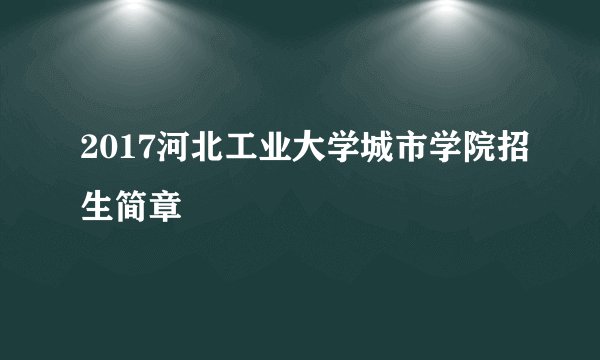 2017河北工业大学城市学院招生简章