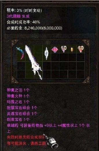 奇迹3代翅膀合成方法