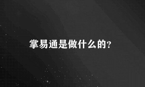 掌易通是做什么的？