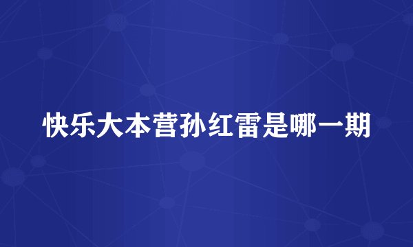 快乐大本营孙红雷是哪一期