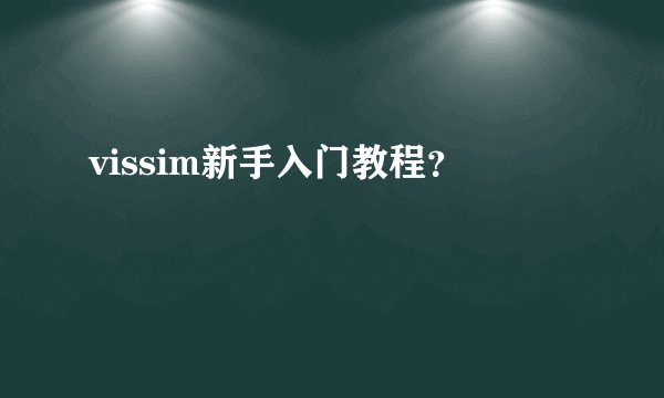 vissim新手入门教程？