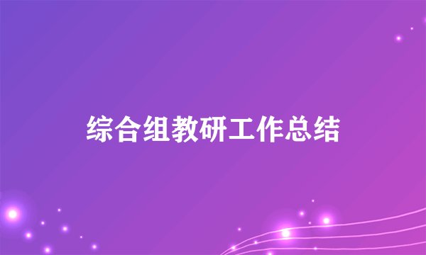 综合组教研工作总结