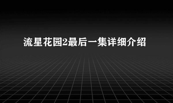 流星花园2最后一集详细介绍