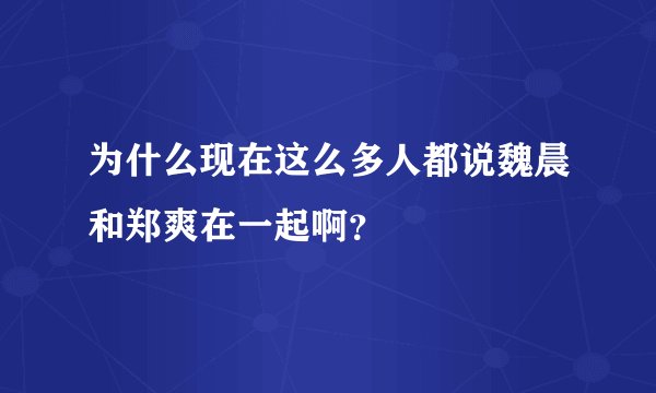 为什么现在这么多人都说魏晨和郑爽在一起啊？