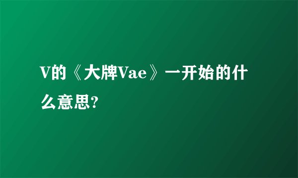 V的《大牌Vae》一开始的什么意思?