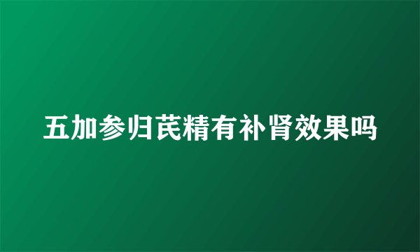 五加参归芪精有补肾效果吗
