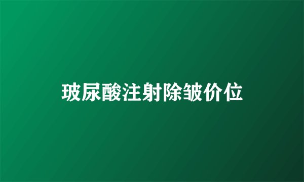 玻尿酸注射除皱价位