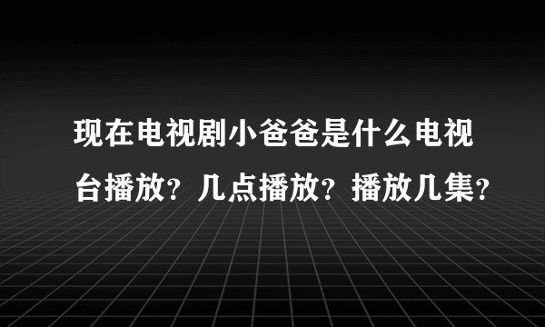 现在电视剧小爸爸是什么电视台播放？几点播放？播放几集？
