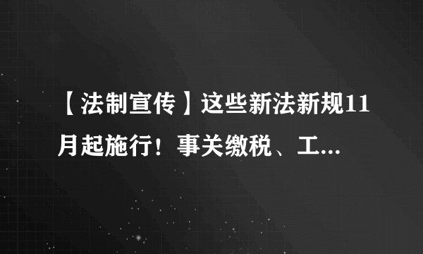 【法制宣传】这些新法新规11月起施行！事关缴税、工资和出行……