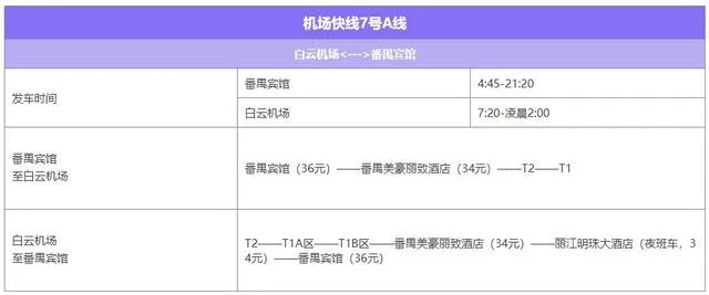 广州白云机场大巴线路时刻表？