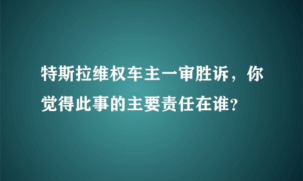 特斯拉维权车主一审胜诉，你觉得此事的主要责任在谁？
