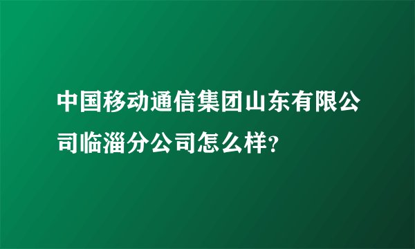 中国移动通信集团山东有限公司临淄分公司怎么样？