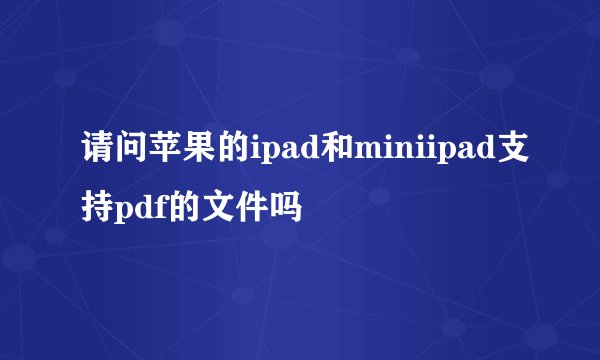 请问苹果的ipad和miniipad支持pdf的文件吗