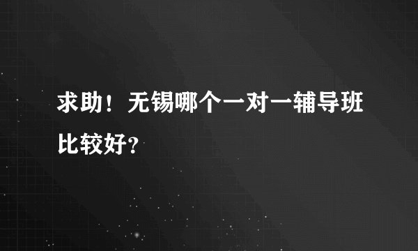求助！无锡哪个一对一辅导班比较好？