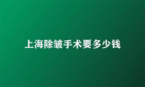 上海除皱手术要多少钱