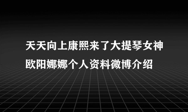 天天向上康熙来了大提琴女神欧阳娜娜个人资料微博介绍