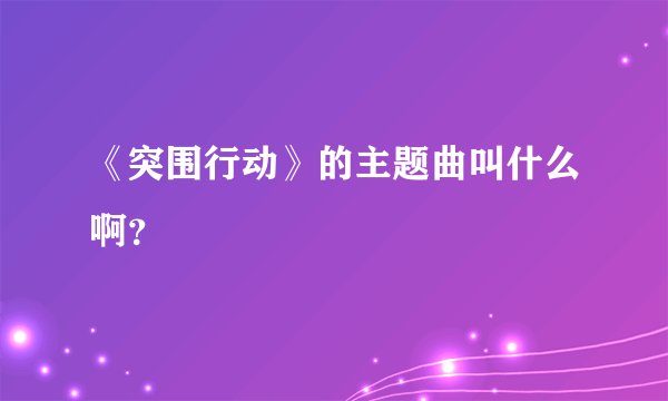 《突围行动》的主题曲叫什么啊？