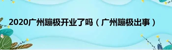 2020广州蹦极开业了吗（广州蹦极出事）