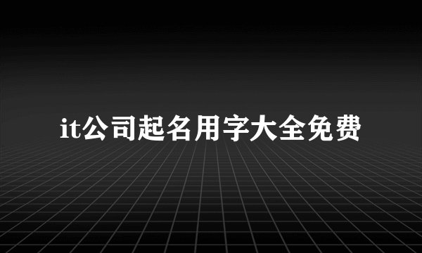 it公司起名用字大全免费