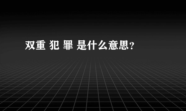 双重 犯 罪 是什么意思？