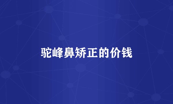 驼峰鼻矫正的价钱