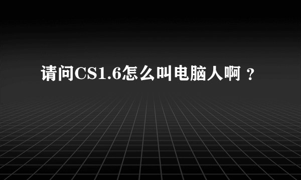 请问CS1.6怎么叫电脑人啊 ？