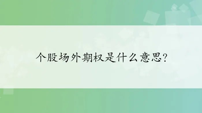 个股场外期权是什么意思？