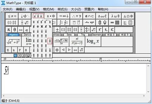mathtype6.5里面能打出带尖帽的字母吗