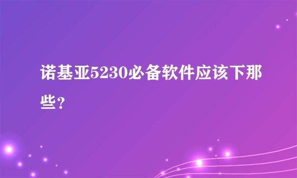 诺基亚5230必备软件应该下那些？