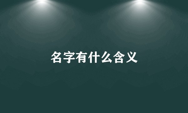 名字有什么含义