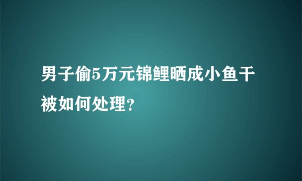 男子偷5万元锦鲤晒成小鱼干被如何处理？