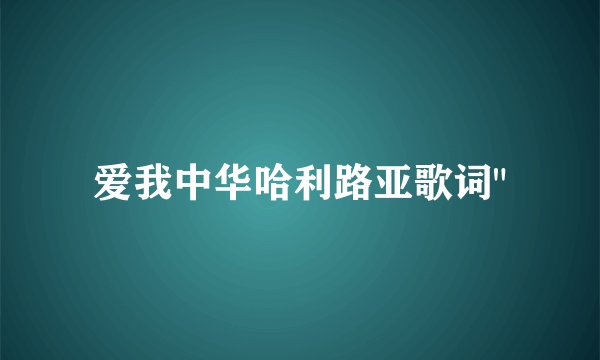 爱我中华哈利路亚歌词