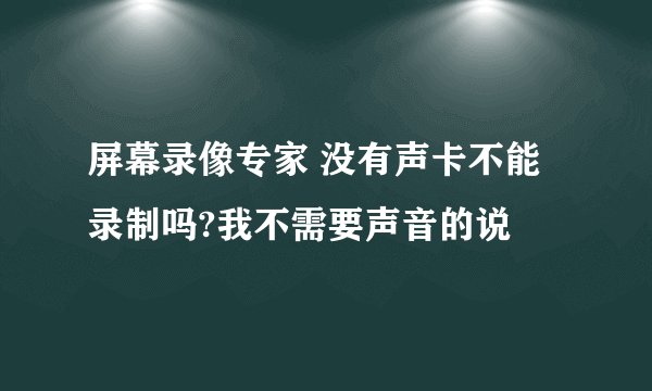 屏幕录像专家 没有声卡不能录制吗?我不需要声音的说