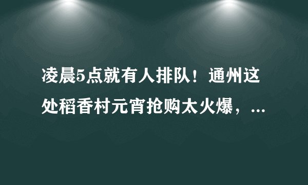 凌晨5点就有人排队！通州这处稻香村元宵抢购太火爆，明天仅售800斤
