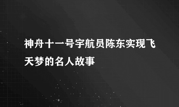 神舟十一号宇航员陈东实现飞天梦的名人故事