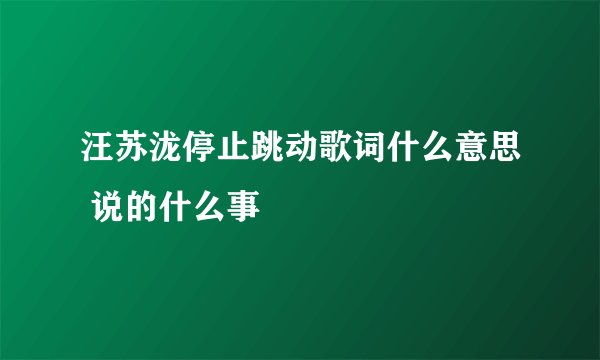 汪苏泷停止跳动歌词什么意思 说的什么事