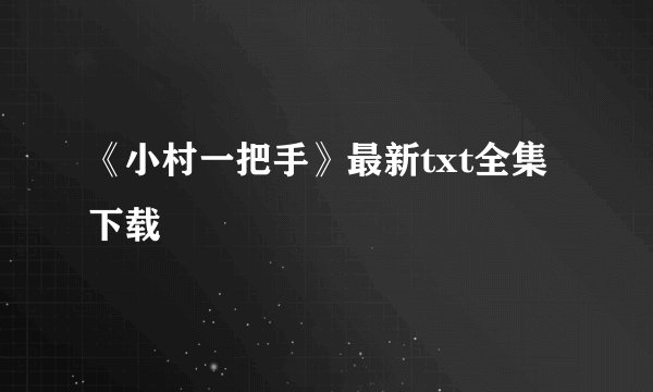 《小村一把手》最新txt全集下载
