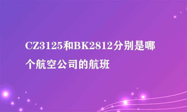 CZ3125和BK2812分别是哪个航空公司的航班