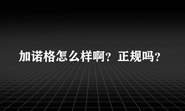 加诺格怎么样啊？正规吗？