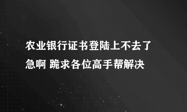 农业银行证书登陆上不去了 急啊 跪求各位高手帮解决